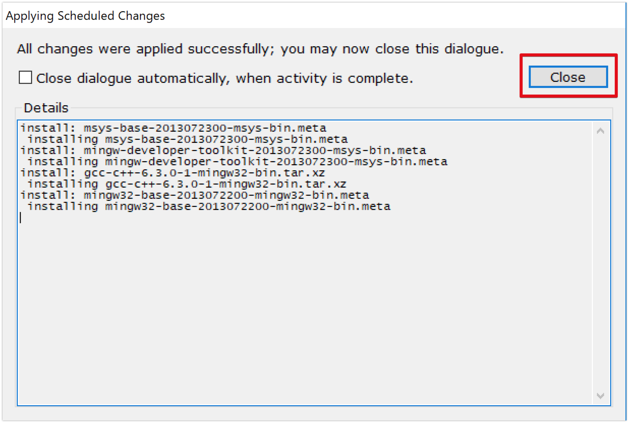 MinGWインストーラのダウンロード